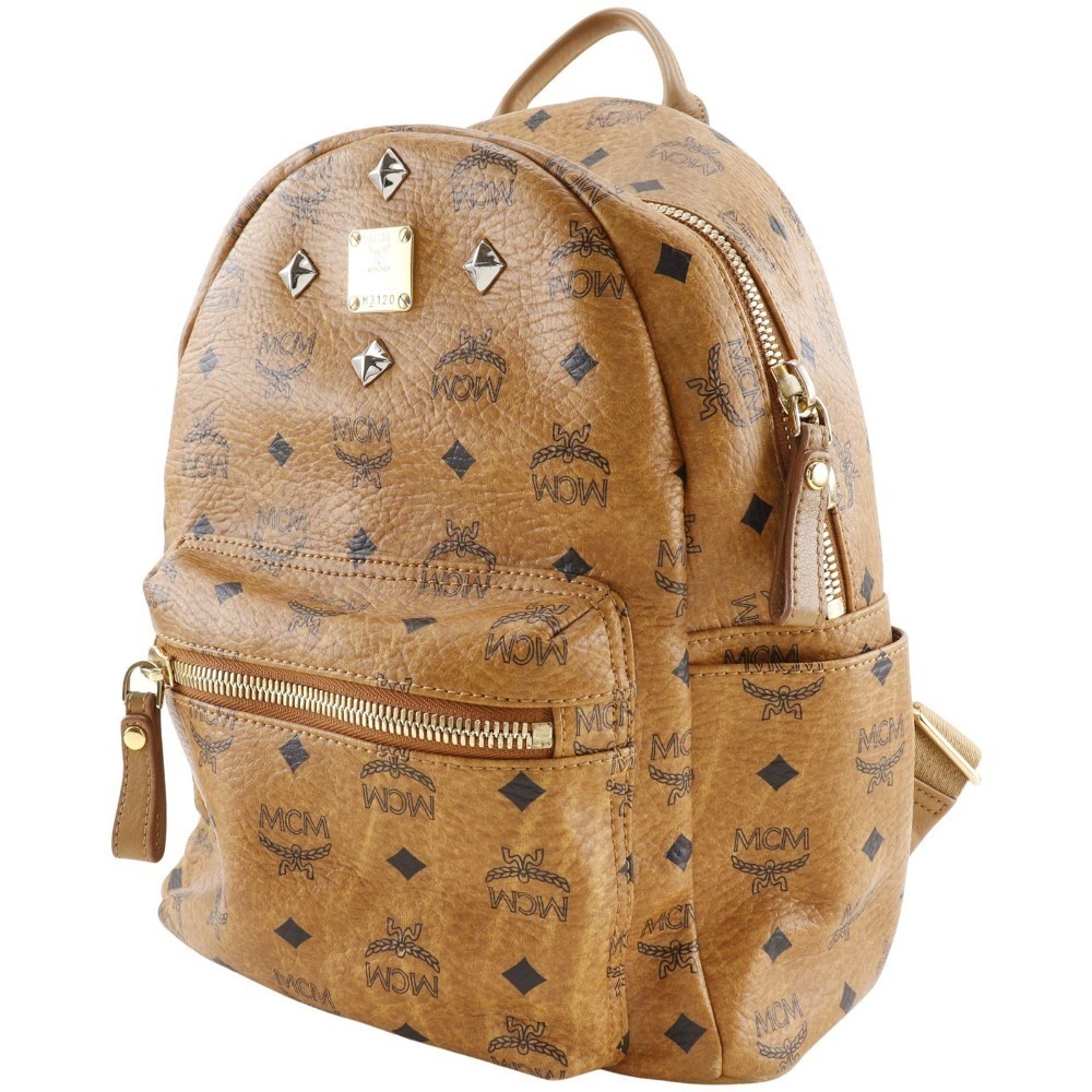 Mcm Logogram Rucksack Backpack Daypack Studs Brown - image 2